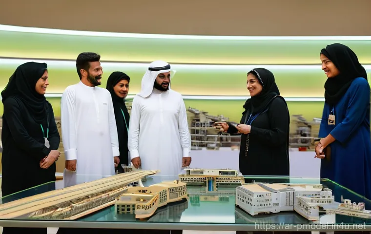 프라모델 애호가 커뮤니티 - **Prompt:** A bustling model building club meeting in a vibrant, well-lit community center in Riyadh...