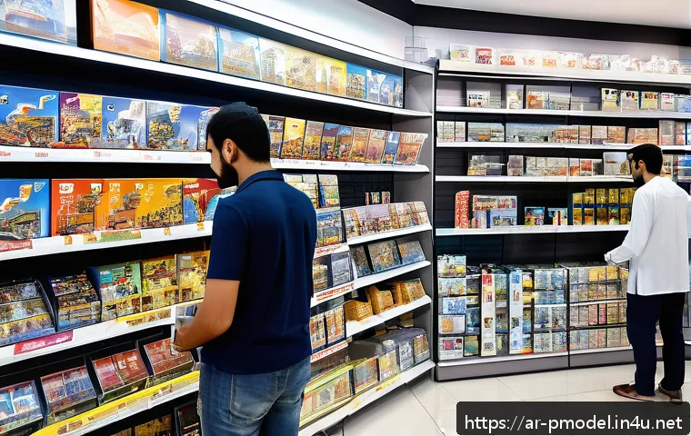 반다이 프라모델 유통 경로 - A detailed scene inside a modern hobby store in Riyadh specializing in Bandai Pramodel kits, featuri...