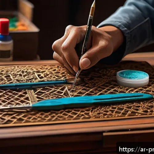 Home 17 프라모델 대회 참가 후기 - A highly detailed close-up of a skilled modeler’s workspace featuring specialized fine brushes of va...